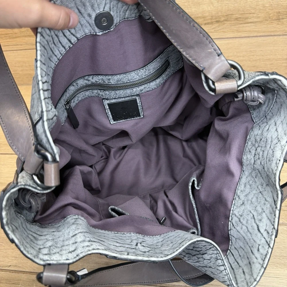 Kooba Gray Slouchy Leather Hobo Shoulder Bag Large Purse Y2K Boho Tote NWT